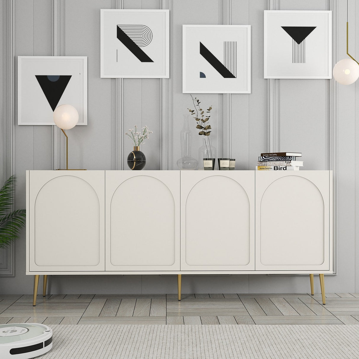 Mobila Lyon 80, Atlas, Gold - Cream Gold, 180x35 cm - Cream
Gold