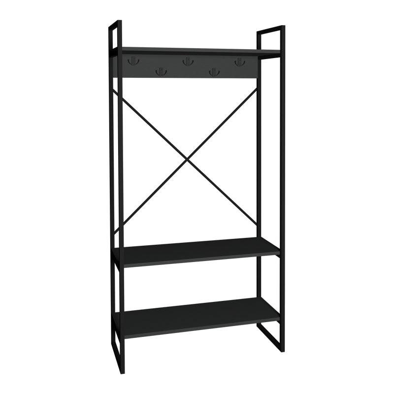 Mobilier de hol cu suport metalic Levento, Metal și Lemn, 88x34x180 cm