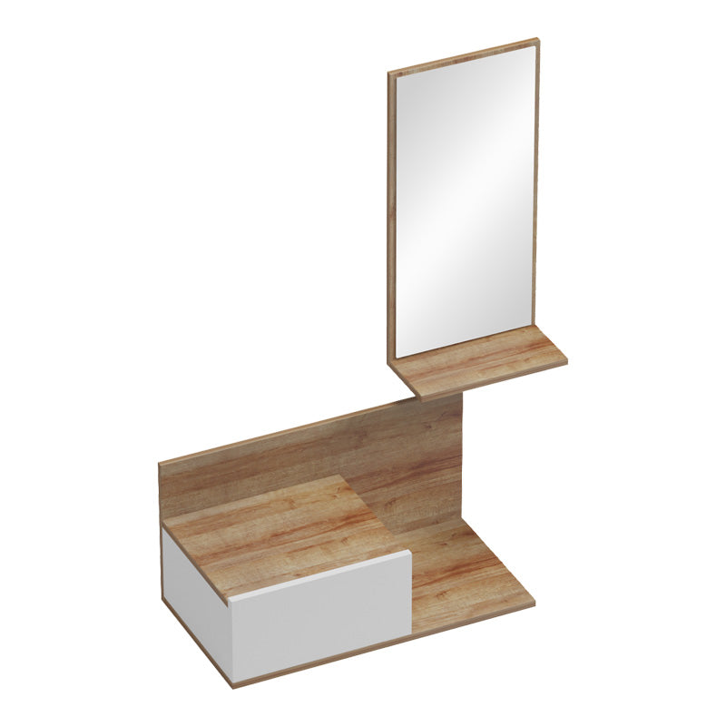 Mobilier de intrare cu oglinda Miranda, Alb-Stejar, Lemn, 60x30x89 cm