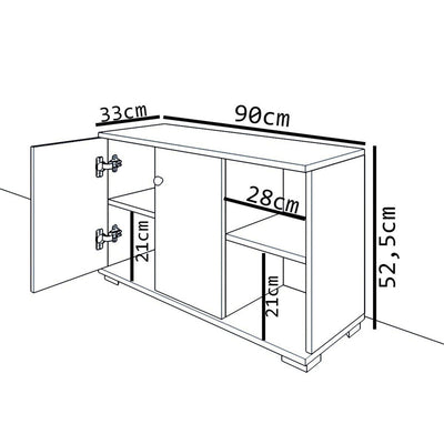 Mobilier de intrare Deril, alb-Sonoma, 90x33x52 cm, foto produs 6