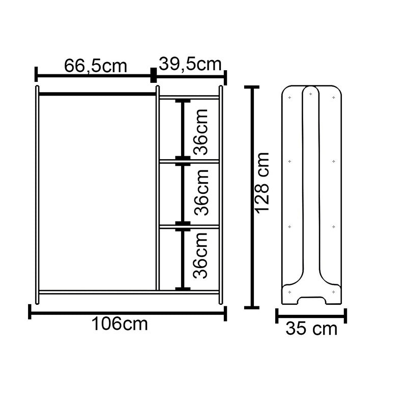 Mobilier de intrare Renesme alb 106x35x128 cm, 35x106 cm