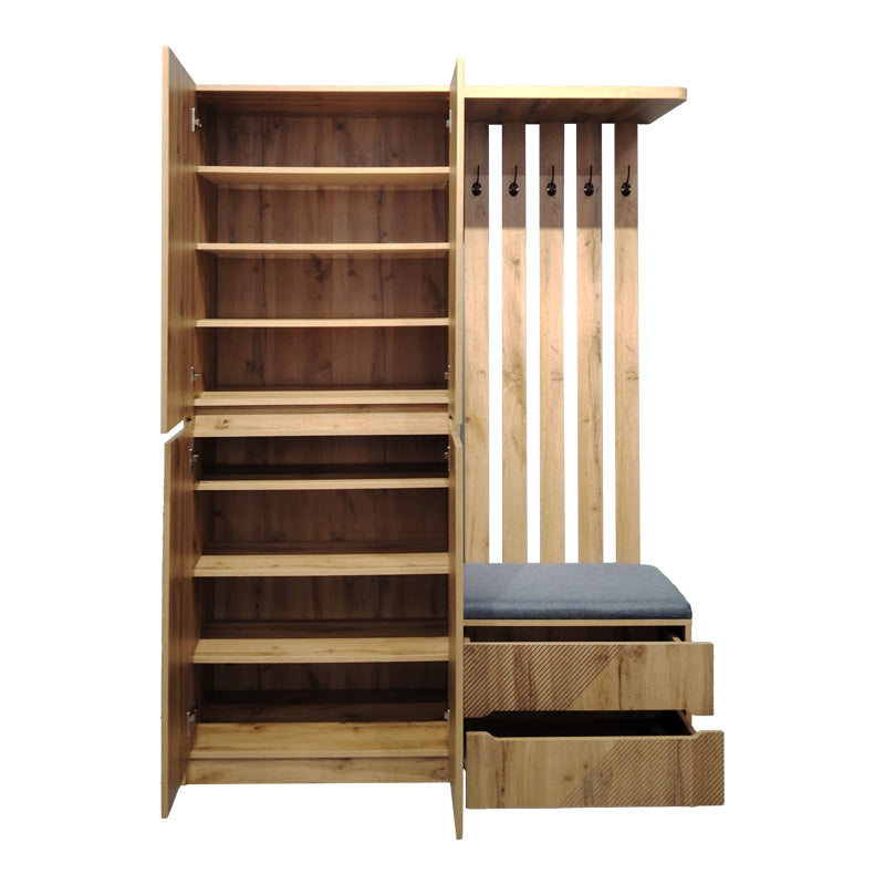 Mobilier de intrare Zomie, Lemn de Stejar, 131x41x180 cm
