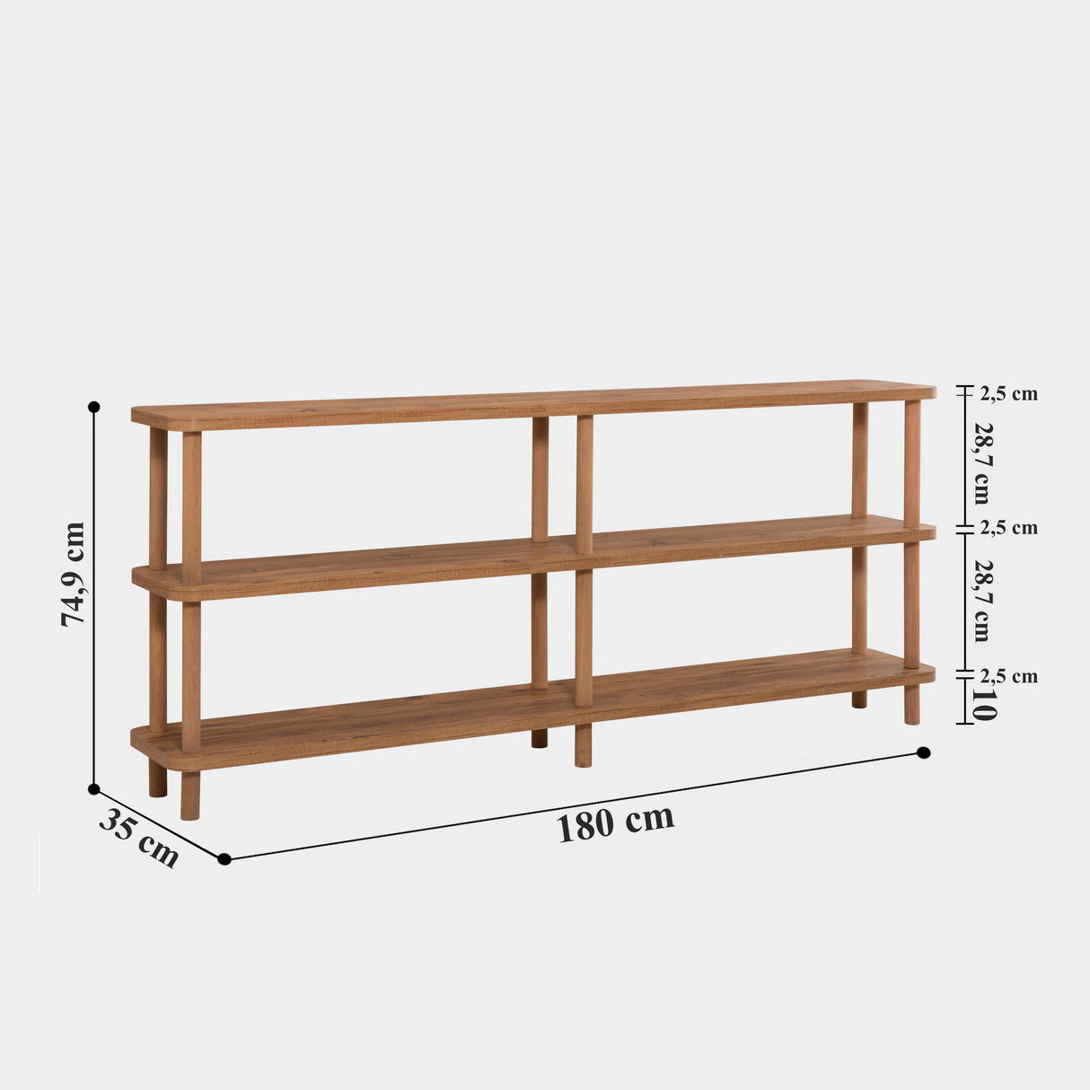 Mobilier Zen, Stejar - Negru, 180x35 cm - Stejar