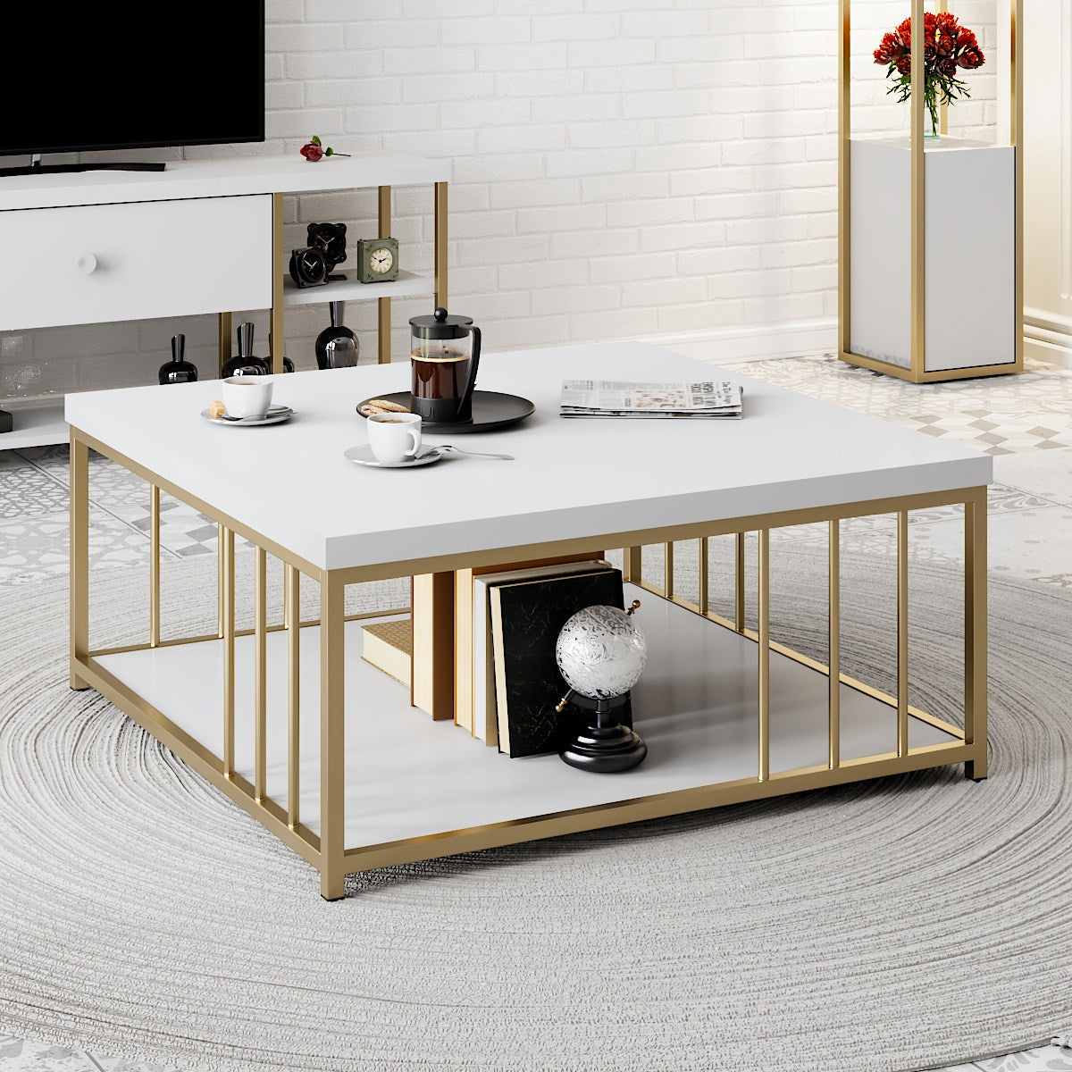 Mobilier Zenn, 90x90 cm - White
Gold