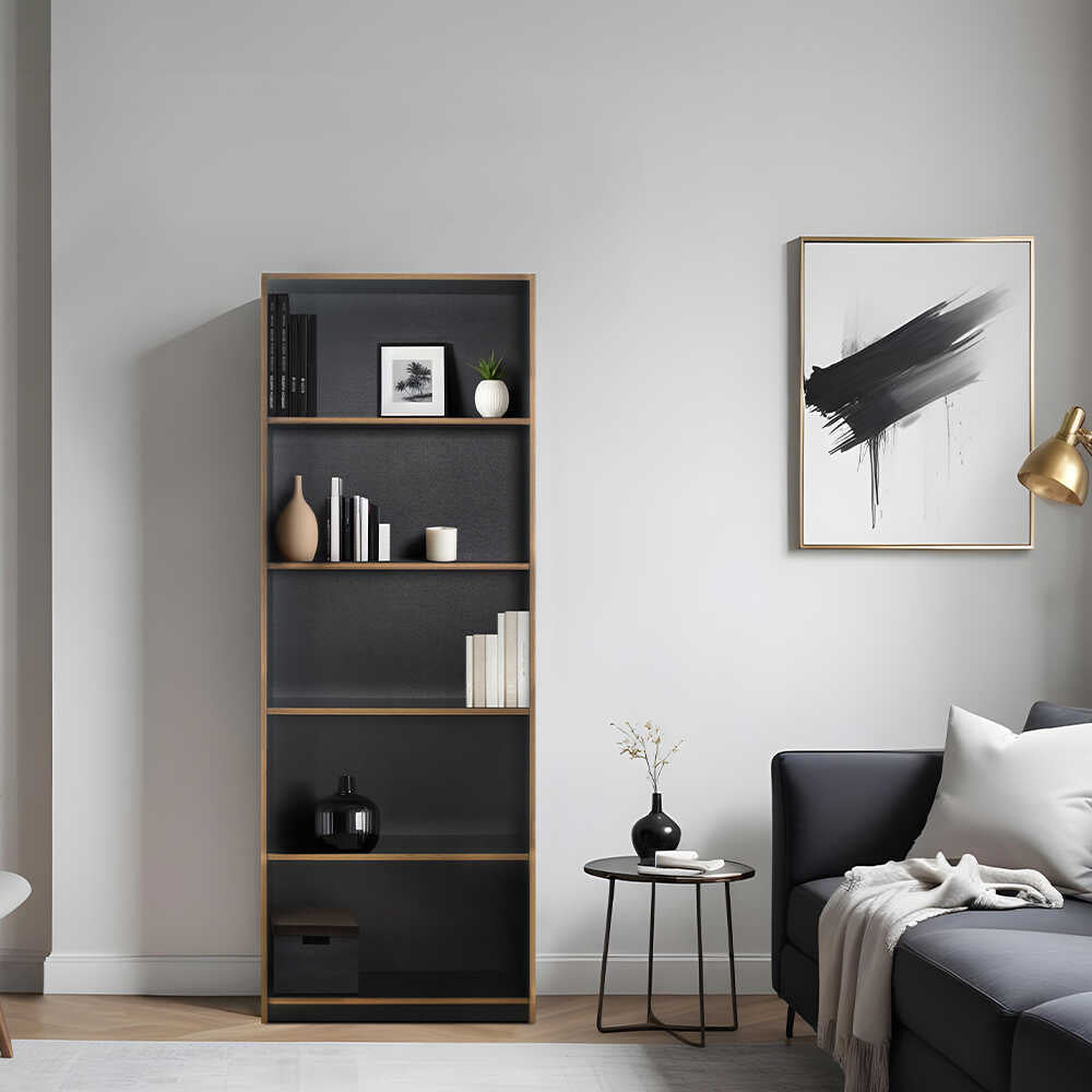 Biblioteca Adore Modern, 5 rafturi, 64x182x26 cm - Antracit
