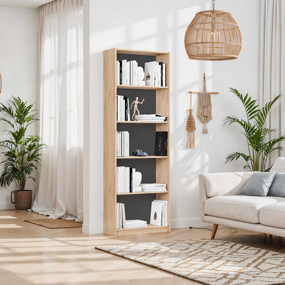 Biblioteca Adore Modern, 5 rafturi, 64x182x26 cm - Stejar