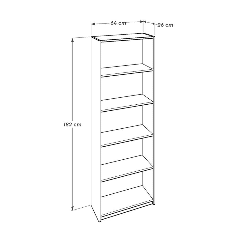 Biblioteca Adore Modern, 5 rafturi, 64x182x26 cm - Stejar