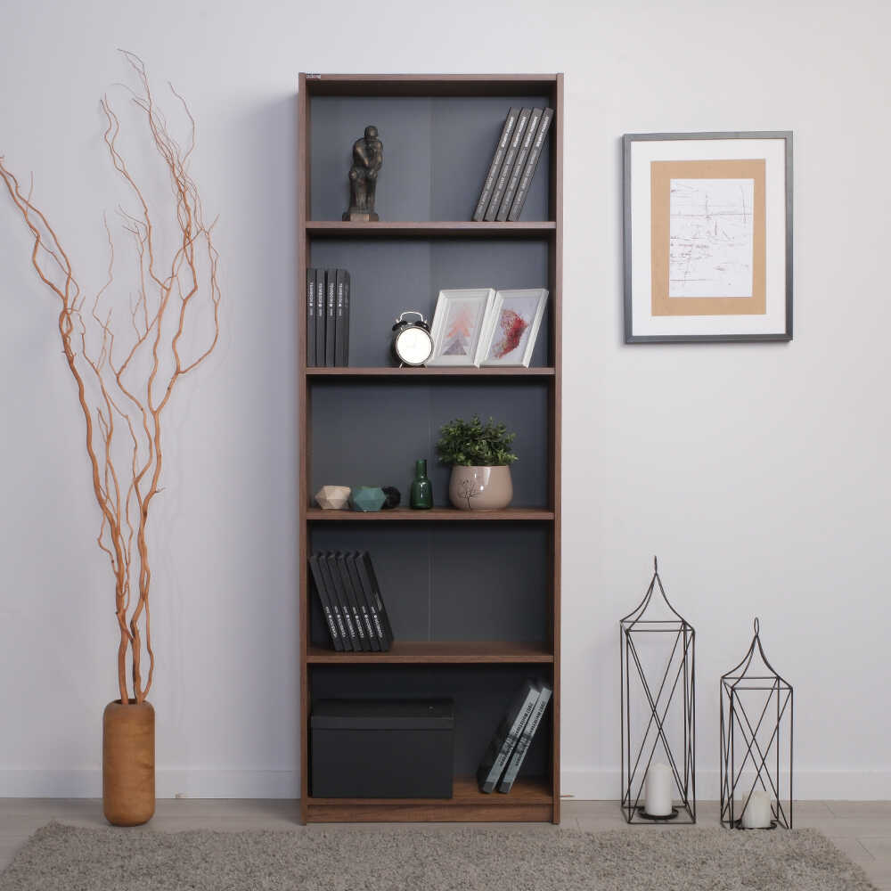 Biblioteca Adore Modern, 5 rafturi, 64x182x26 cm - Nuc