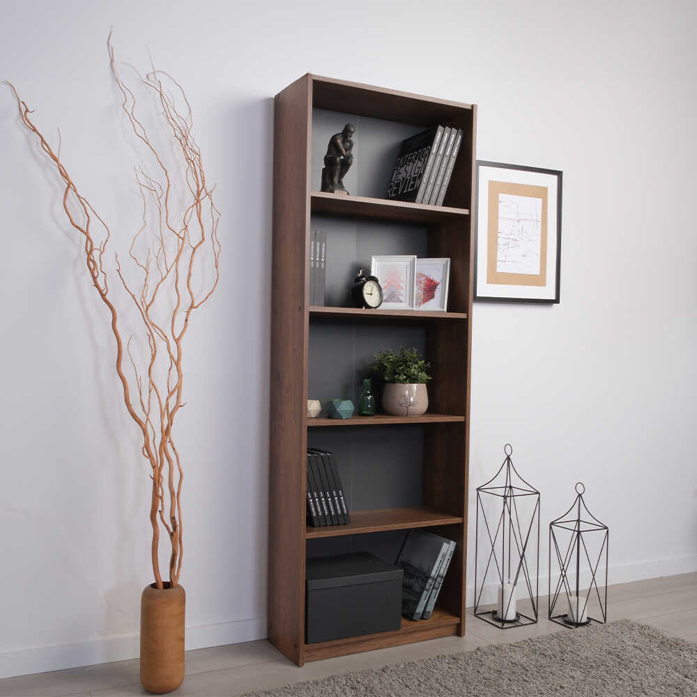 Biblioteca Adore Modern, 5 rafturi, 64x182x26 cm - Nuc