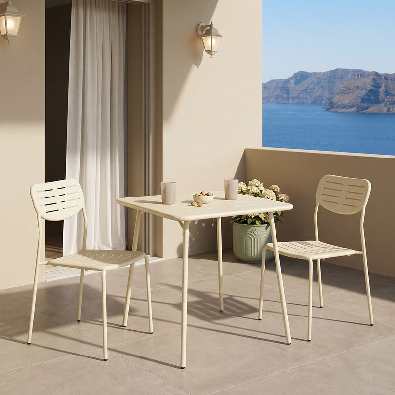 Moraja Deraby I set 3 piese crem metal 70x70x73cm, 70x70x73 cm, imagine principală, metal, PP, pentru living sau bucătărie