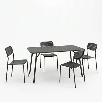 Moraja Deraby Ι set 5 piese negru metal 140x80x72cm, 140x80x72 cm, vedere frontală, metal, pentru living sau bucătărie