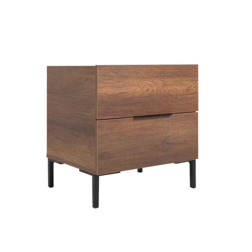 Noptiera Adore Oryana, 2 sertare, Alb - Nuc, 55x59x44 cm - Nuc