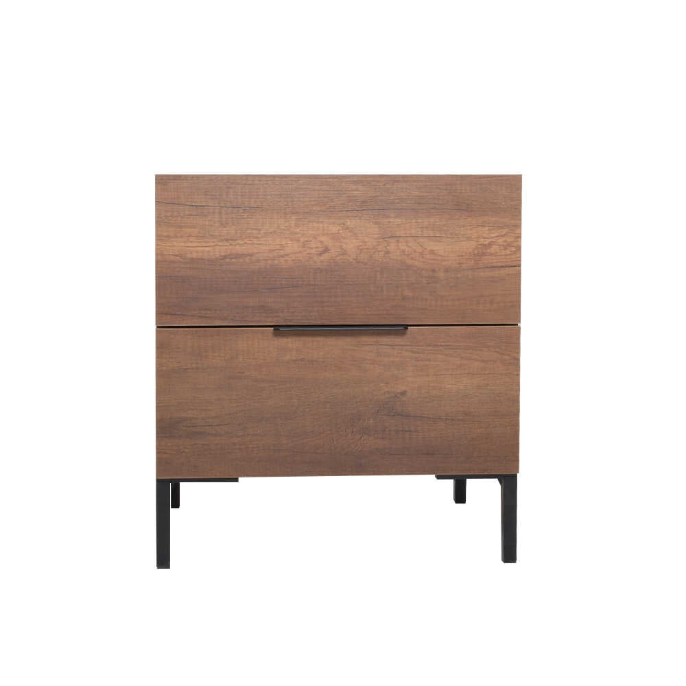 Noptiera Adore Oryana, 2 sertare, Alb - Nuc, 55x59x44 cm - Nuc