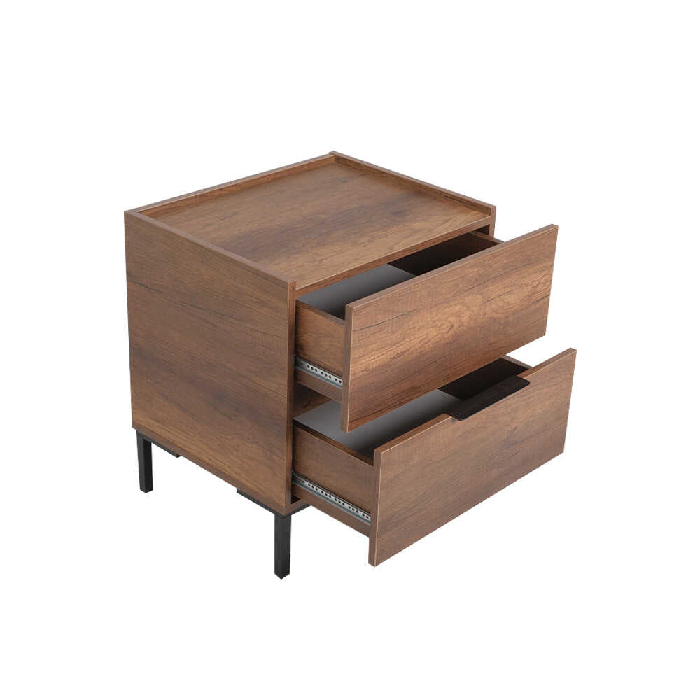 Noptiera Adore Oryana, 2 sertare, Alb - Nuc, 55x59x44 cm - Nuc