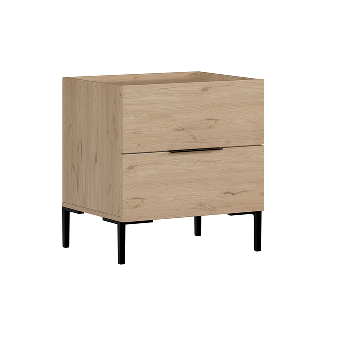 Noptiera Adore Oryana, 2 sertare, Alb - Nuc, 55x59x44 cm - Stejar