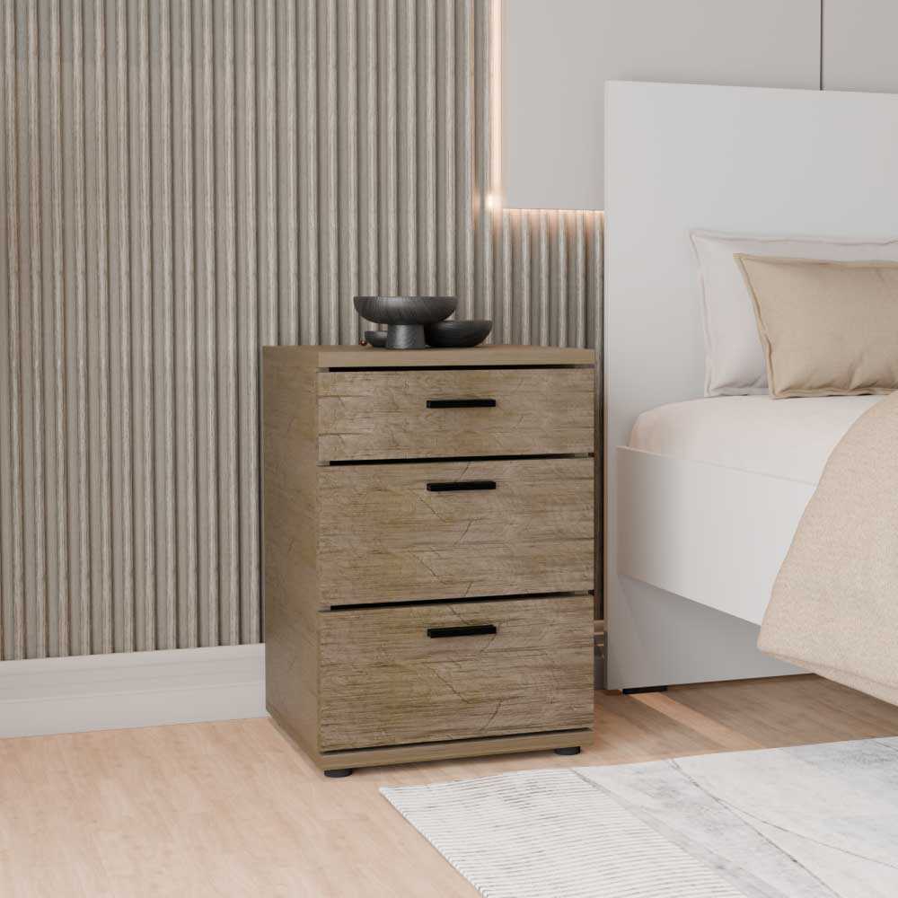 Noptiera Adore Trendline, 3 sertare, 40x57x39 cm - Natur