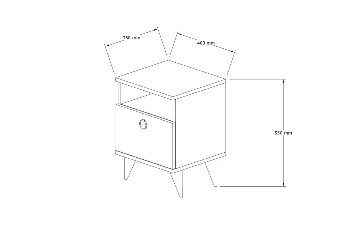 Noptiera Aura, Alb, 40x50x40 cm