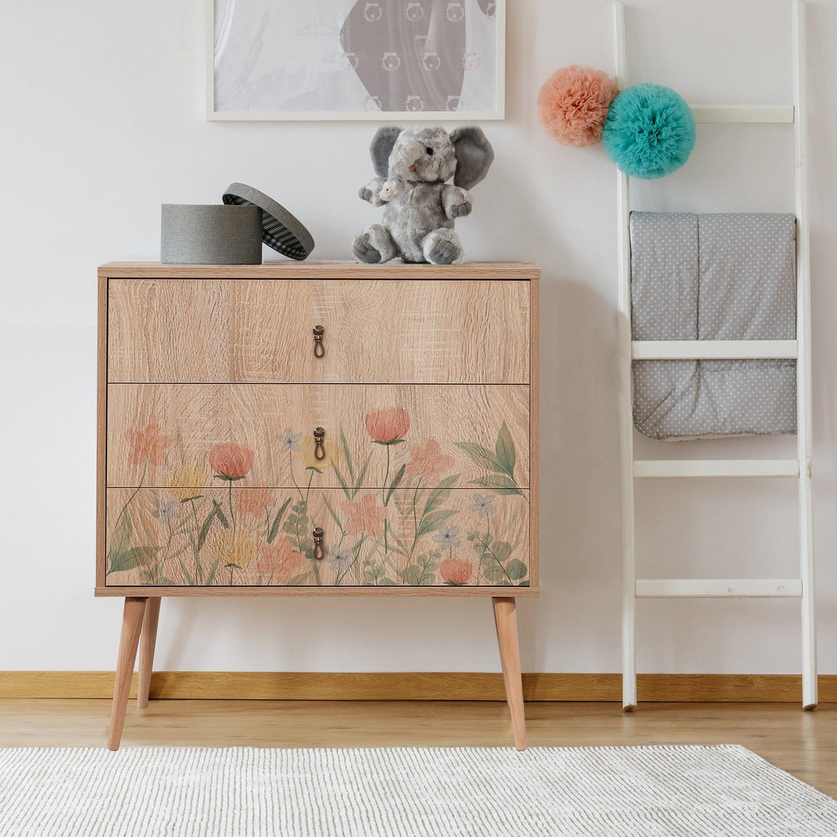 Noptiera City Trio Tulip Nightstand, Stejar Sonoma, 90x40x80 cm