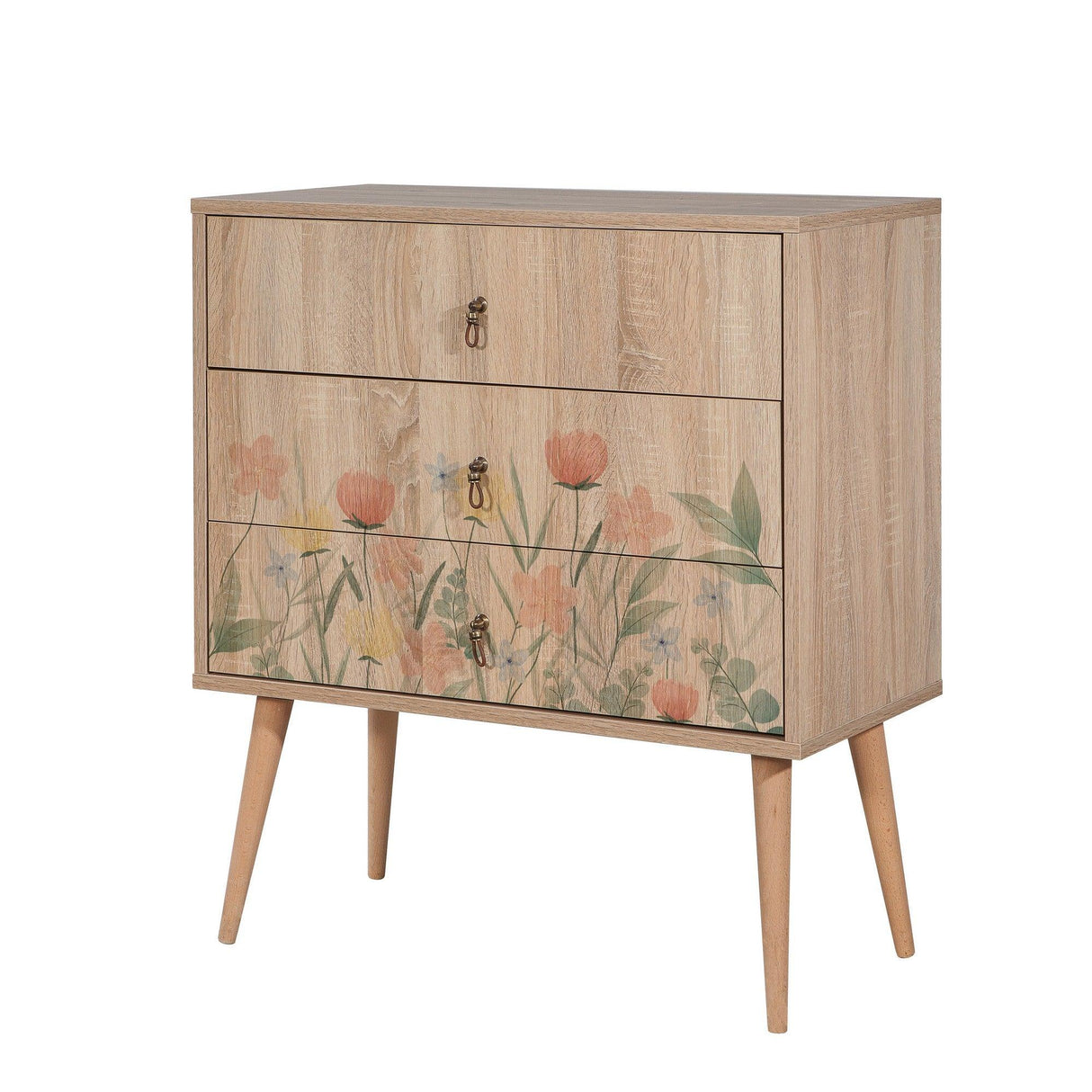 Noptiera City Trio Tulip Nightstand, Stejar Sonoma, 90x40x80 cm