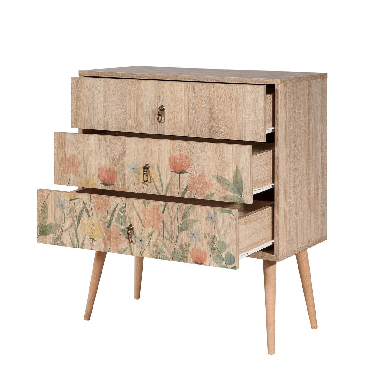 Noptiera City Trio Tulip Nightstand, Stejar Sonoma, 90x40x80 cm