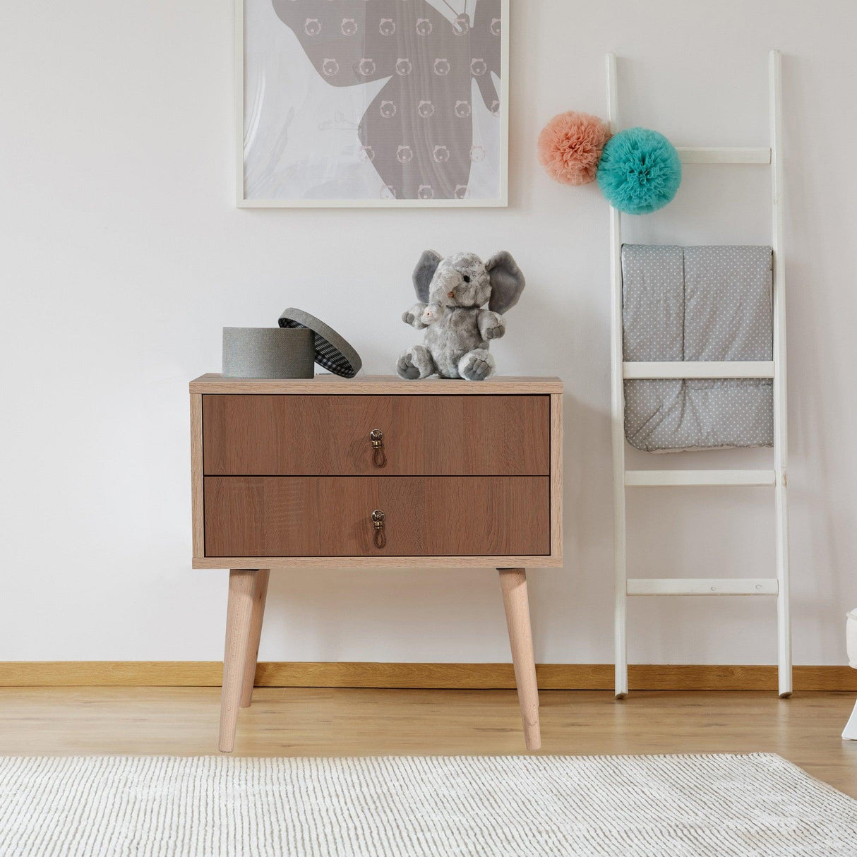 Noptiera City Two Form Nightstand, Multicolor, 61x40x60 cm