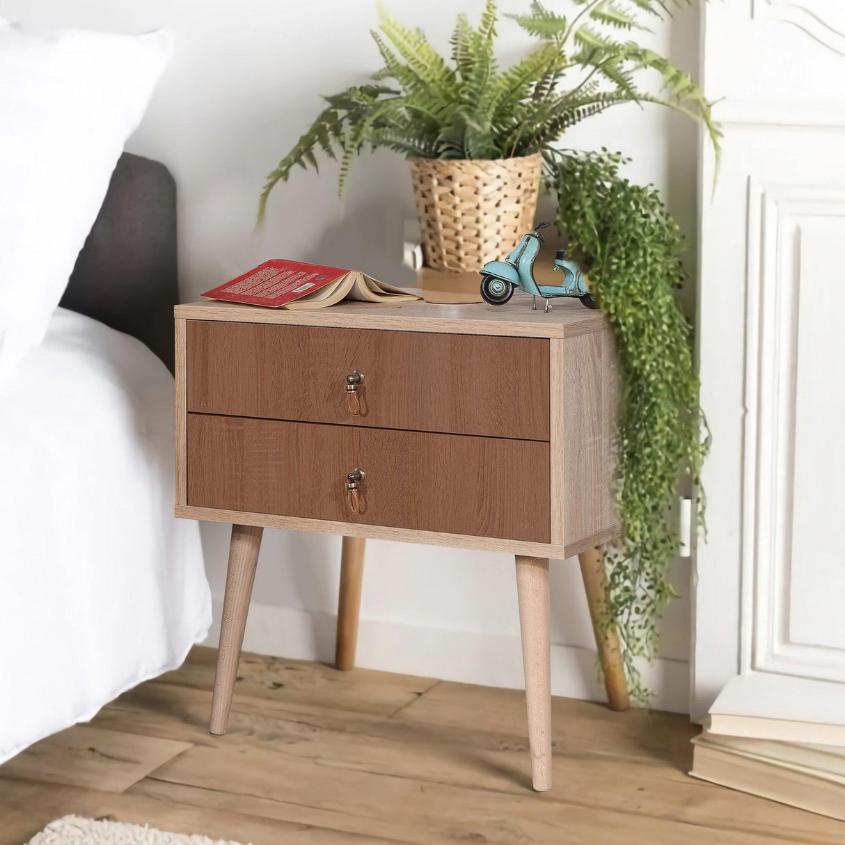 Noptiera City Two Form Nightstand, Multicolor, 61x40x60 cm