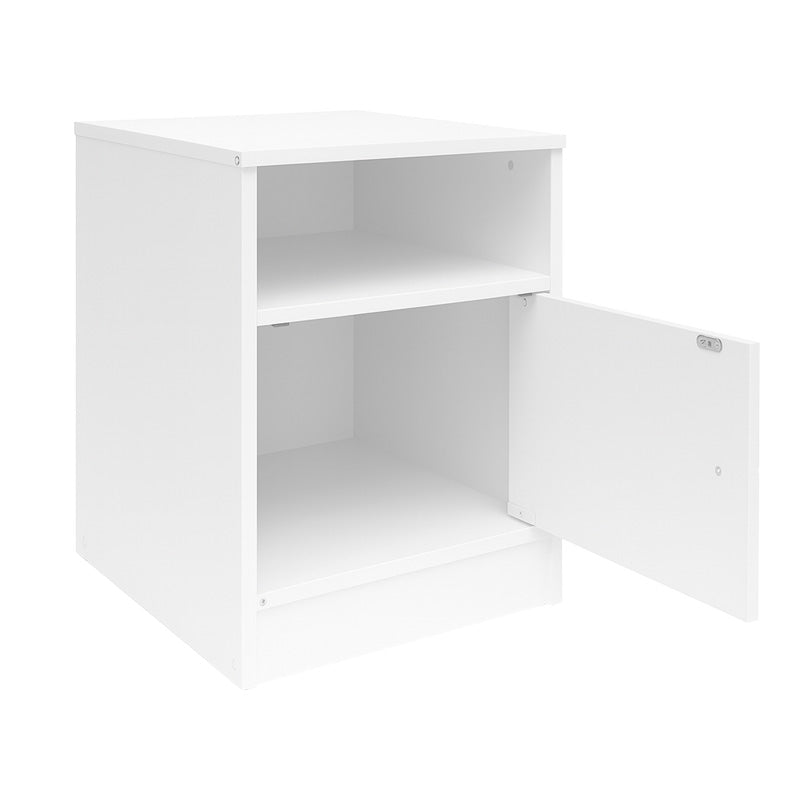 Noptiera cu dulap Foly, Lemn, Alb, 40x40x50 cm