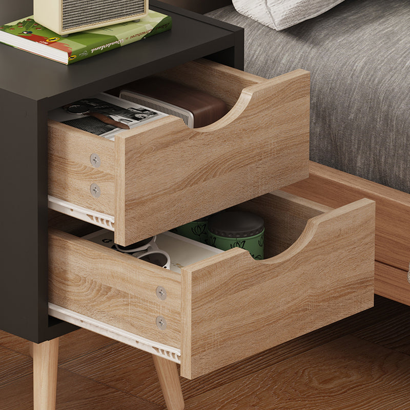 Noptiera Selma, Lemn de pin, 30x30x45 cm - Negru-Sonoma