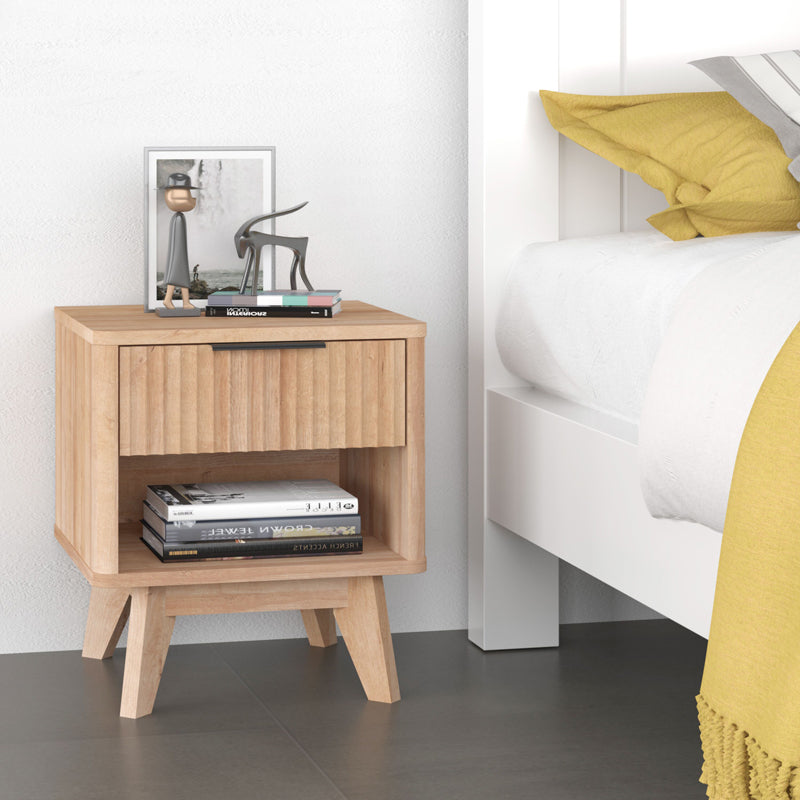Noptiera Hamea, MDF, Natural, 45x40x51 cm, imagine produs 4