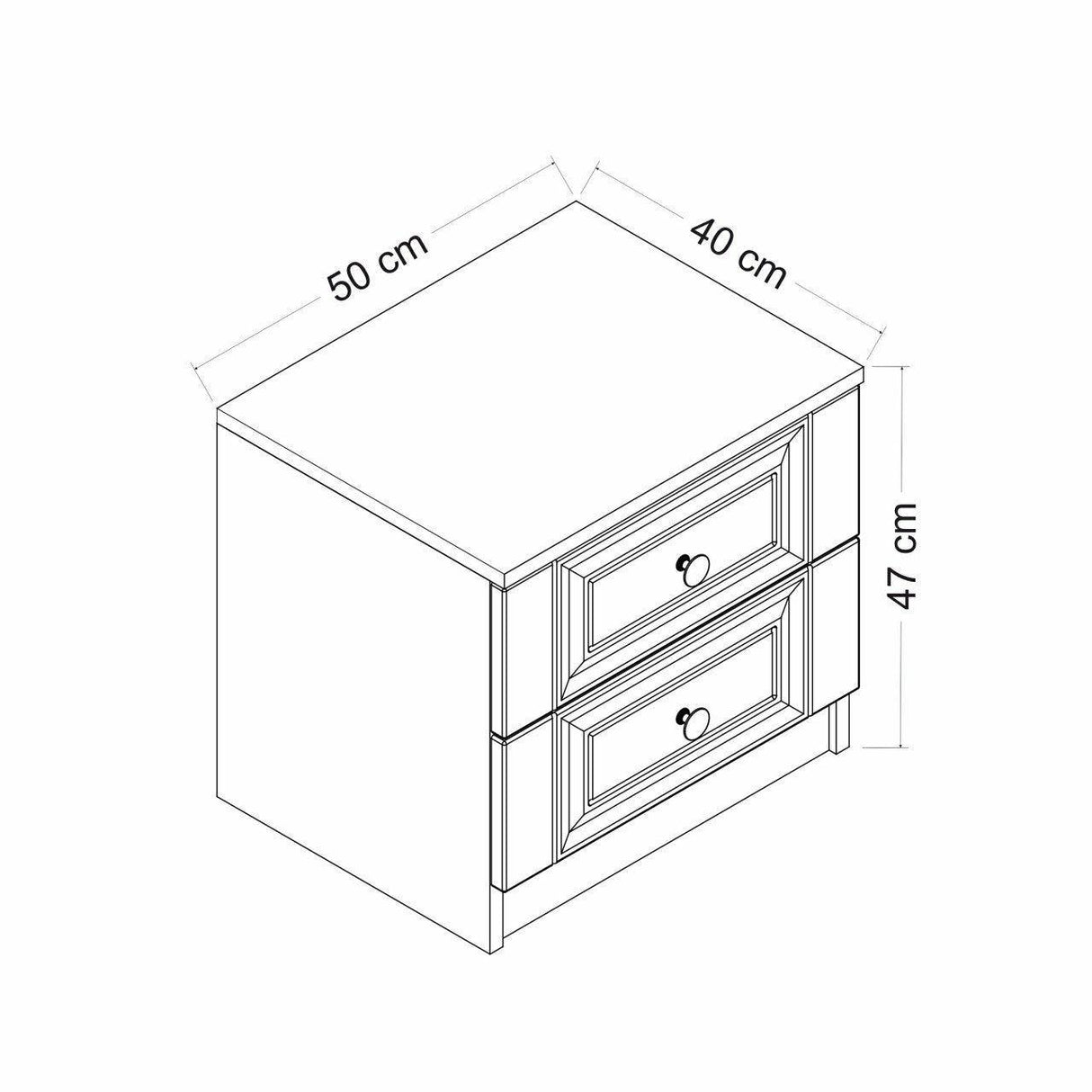 Noptiera Kale - 4923, Alb, 54x40x47 cm