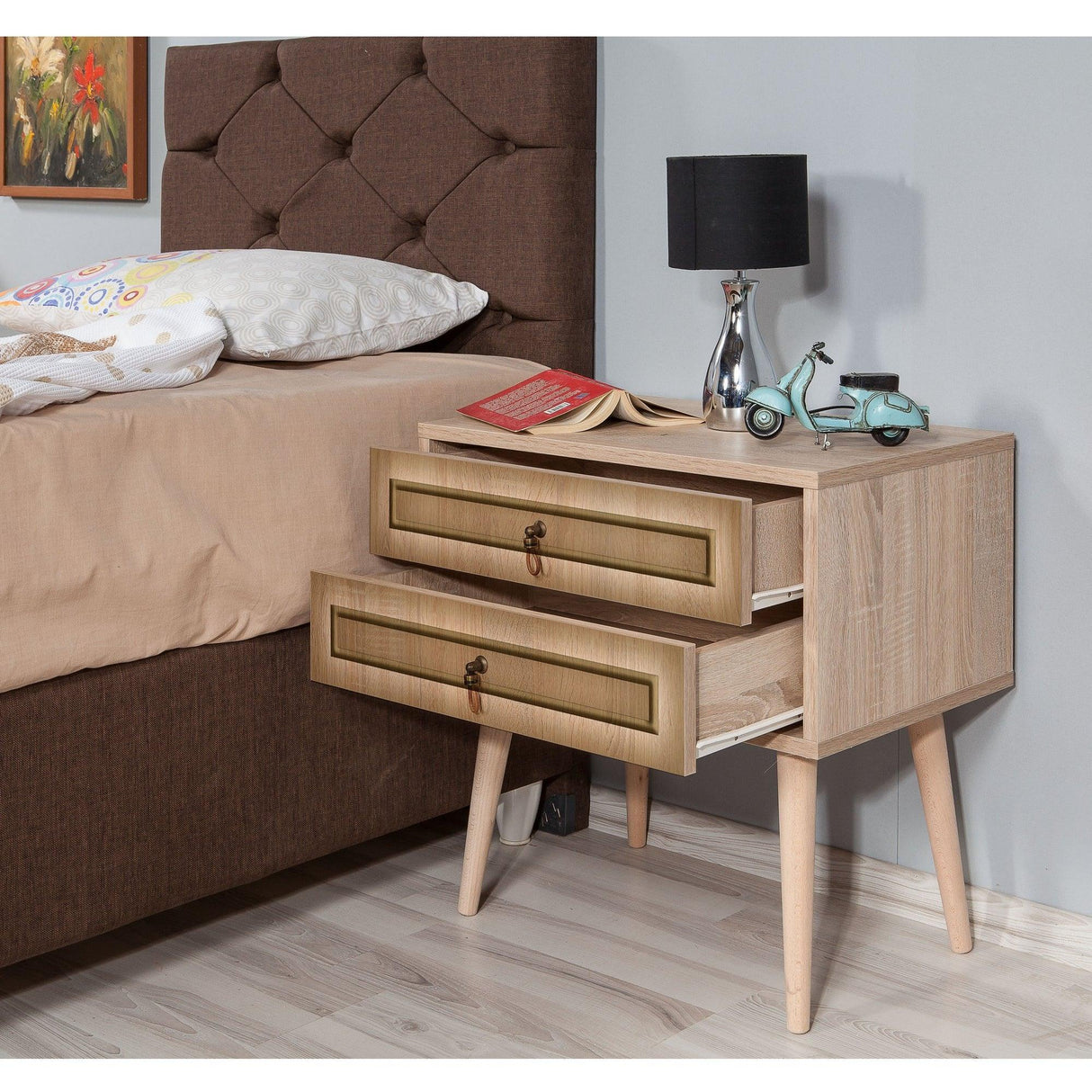 Noptiera Two - Nightstand 5, Stejar Sonoma, 61x40x60 cm