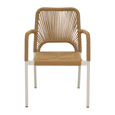 Norture fotoliu stivuibil din aluminiu cadru alb-rattan, Natural, 57x61x85 cm, perspectiva suplimentara