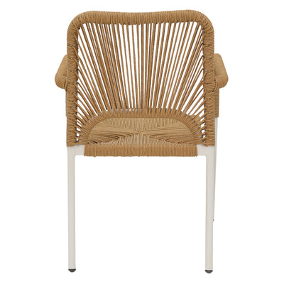 Norture fotoliu stivuibil din aluminiu cadru alb-rattan, Natural, 57x61x85 cm, foto produs