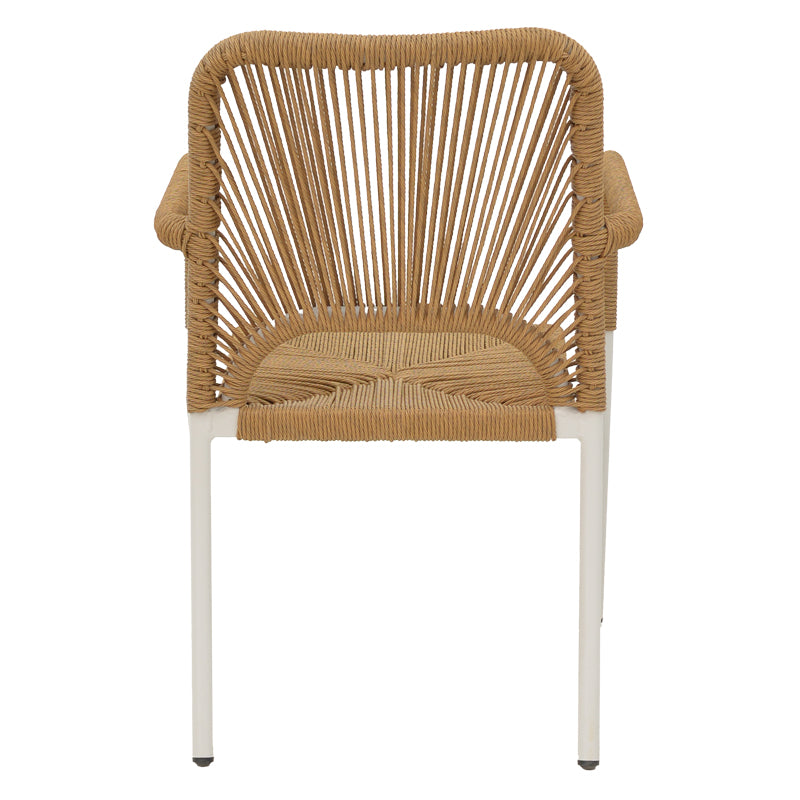 Norture fotoliu stivuibil din aluminiu cadru alb-rattan, Natural, 57x61x85 cm, foto produs