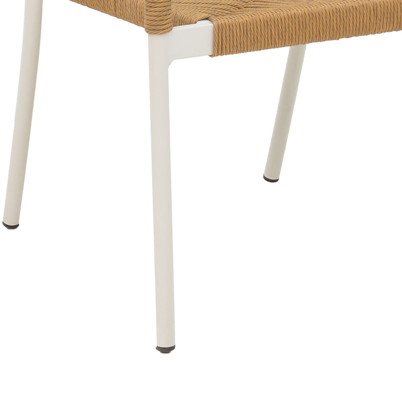 Norture fotoliu stivuibil din aluminiu cadru alb-rattan, Natural, 57x61x85 cm