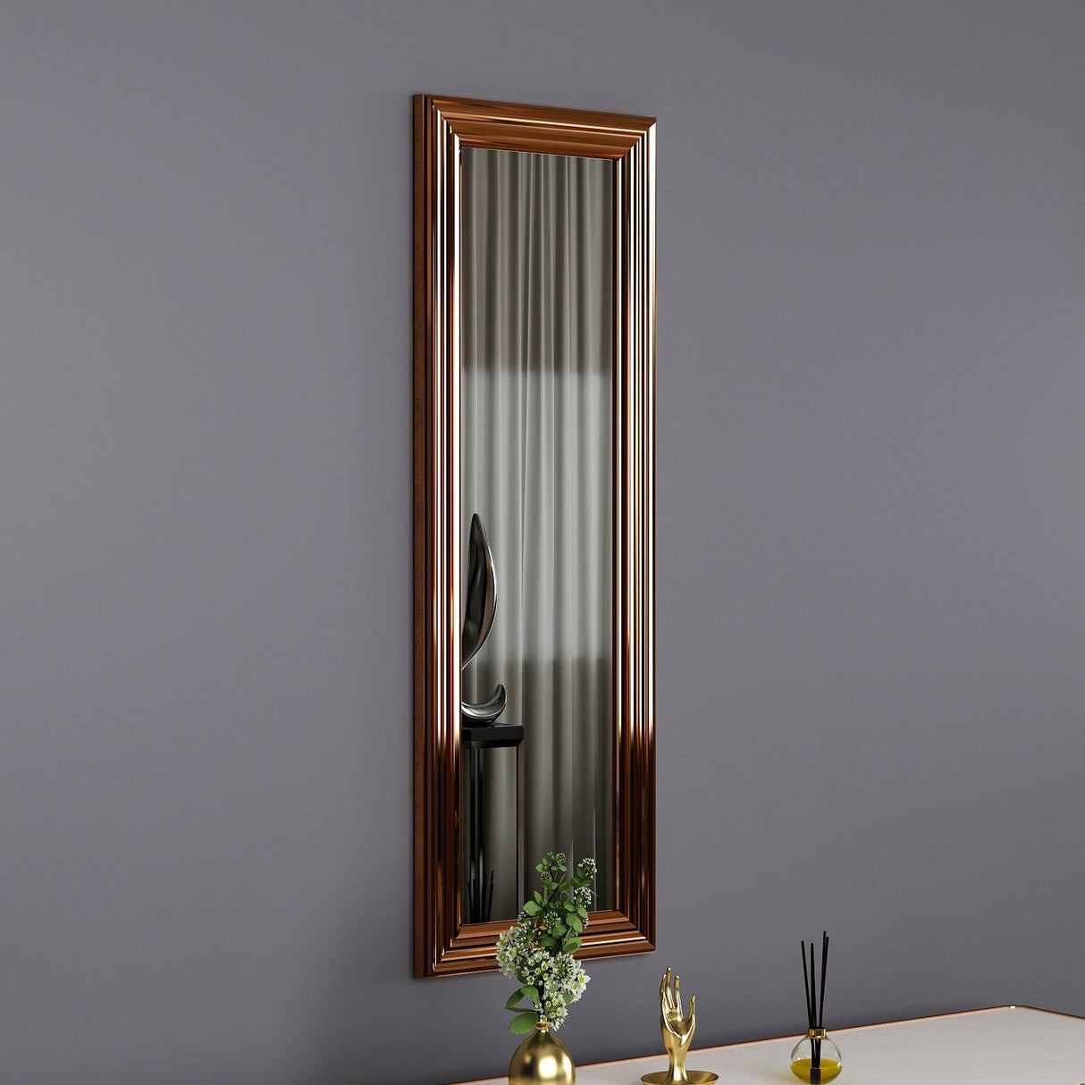 Oglindă Boos - Bronze, Bronz, 2x90x30 cm