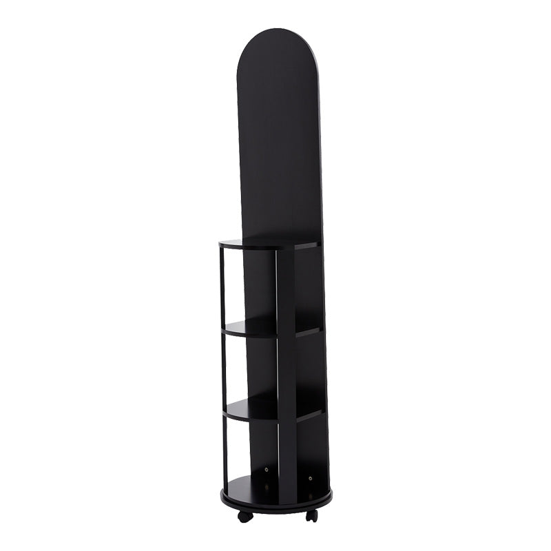 Oglinda pe role cu rafturi Espero, Alb, 34x170 cm - Negru