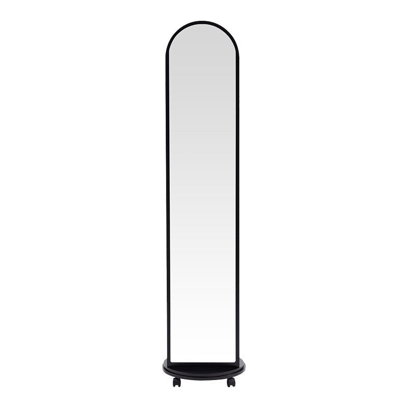 Oglinda pe role cu rafturi Espero, Alb, 34x170 cm - Negru