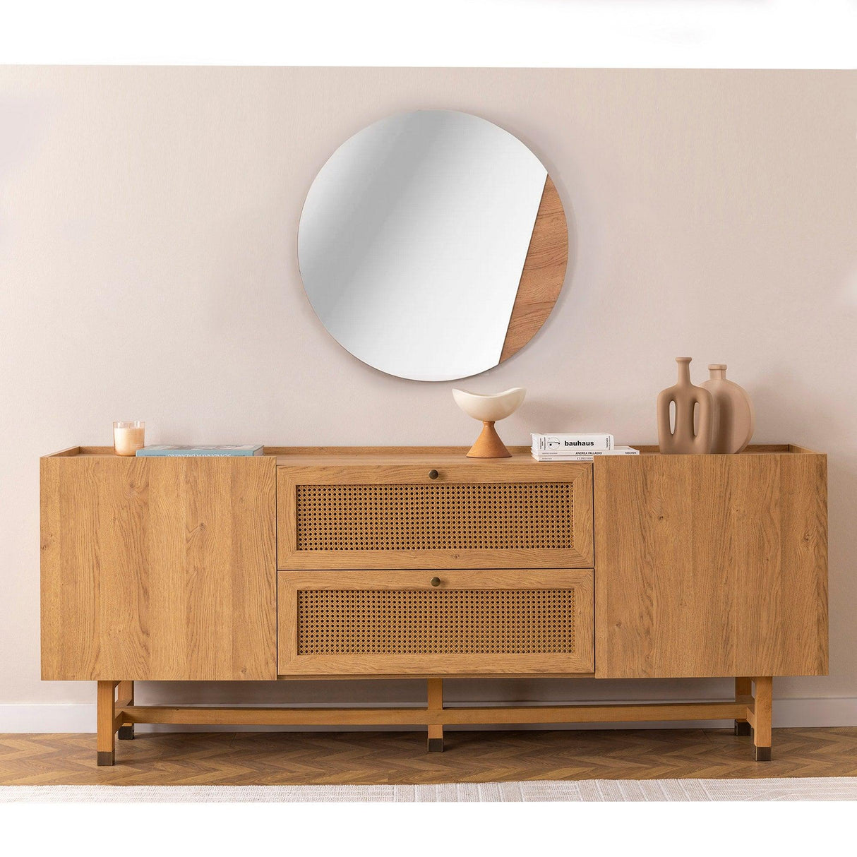 Oglinda decorativa din lemn Madison Ayna, Stejar, 77x77x2 cm