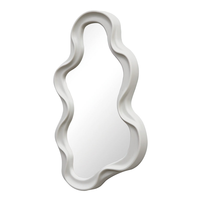 Oglinda decorativa Liquid cu rama, alba, 26x39 cm