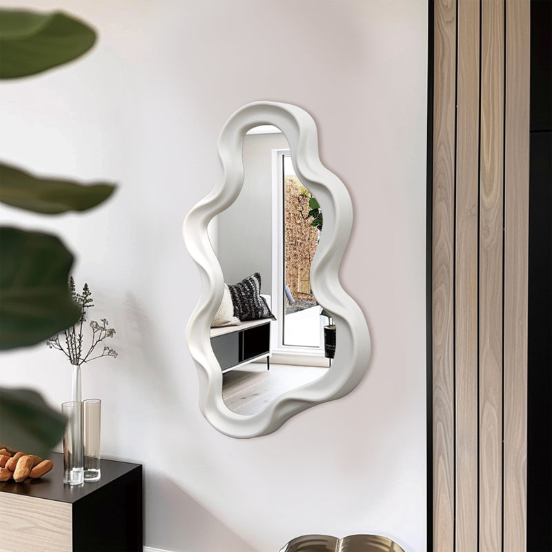 Oglinda decorativa Liquid cu rama, alba, 26x39 cm, imagine suplimentara
