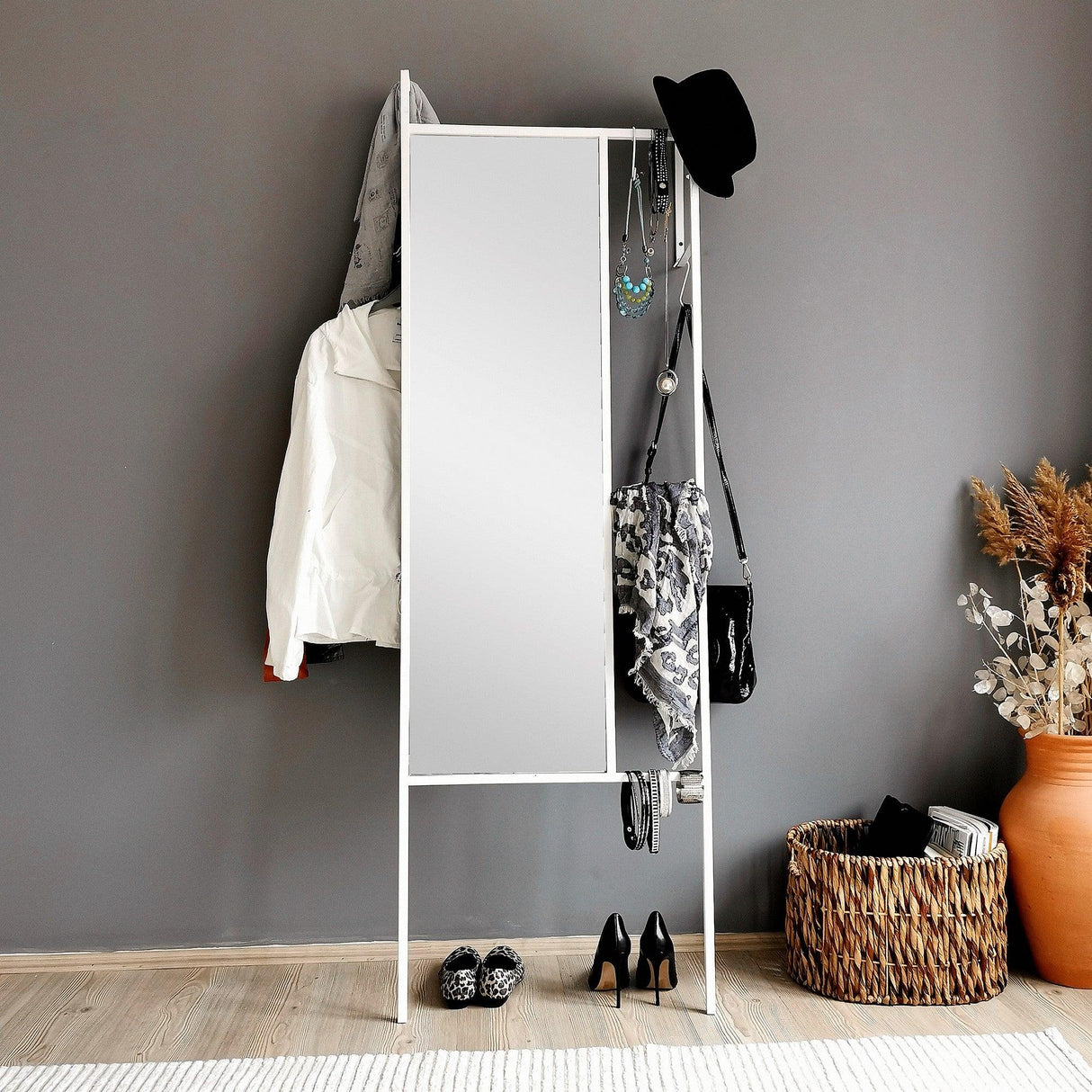 OGLINDĂ Dekoratif Boy Aynası / Vestiyer A900, Alb, 18x170x55 cm