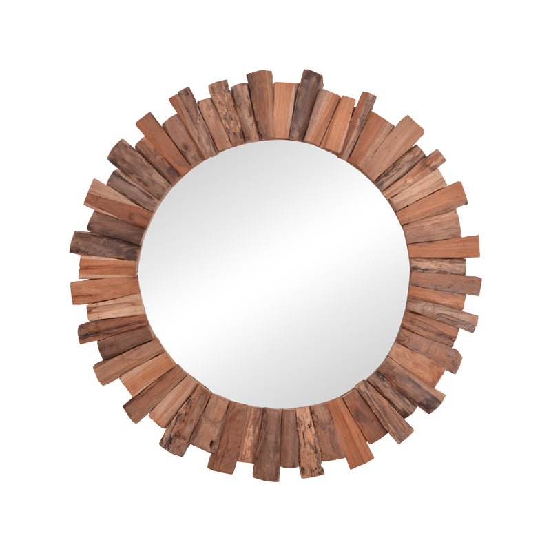 Oglinda Rounder lemn de tec Natural 80x80 cm