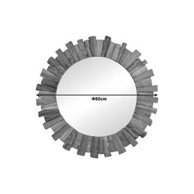 Oglinda Rounder lemn de tec, Natural, 80x80 cm, imagine suplimentara