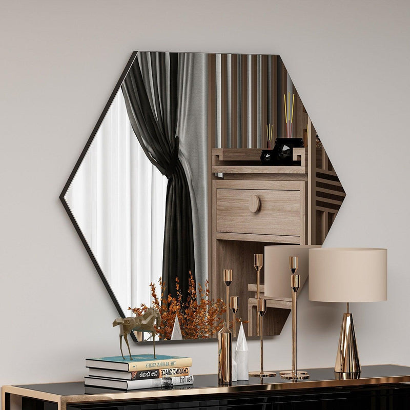 Oglinda Decorativa Oglindă Zeo - Black, Negru, 2x60x70 cm