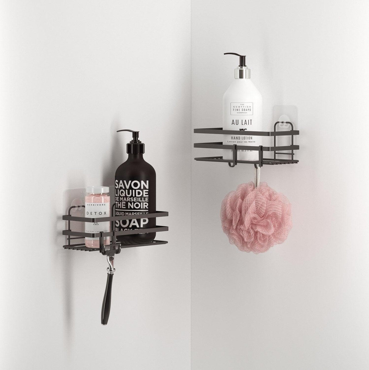 Organizator de baie ST281H, Negru, 8x11x25 cm