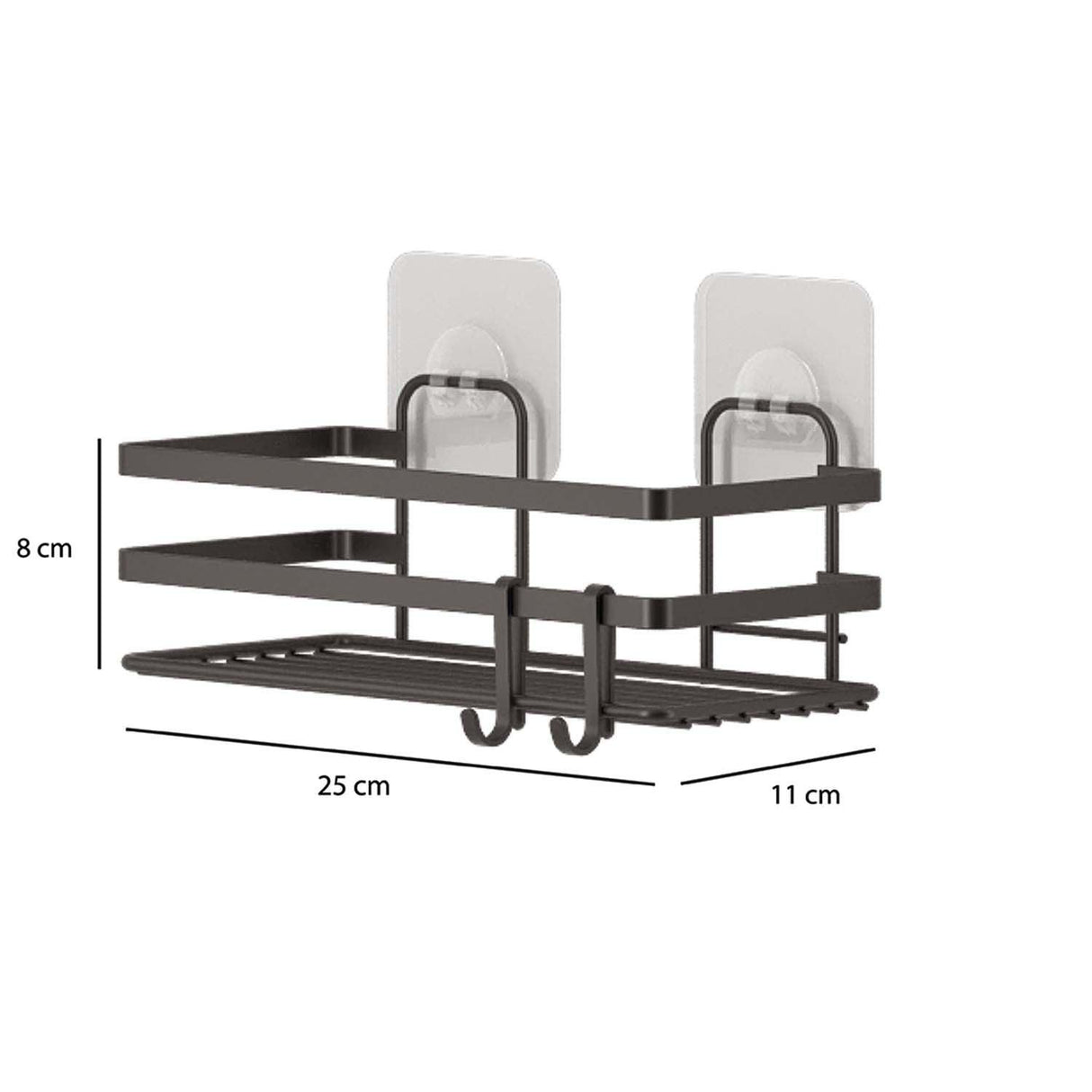 Organizator de baie ST281H, Negru, 8x11x25 cm