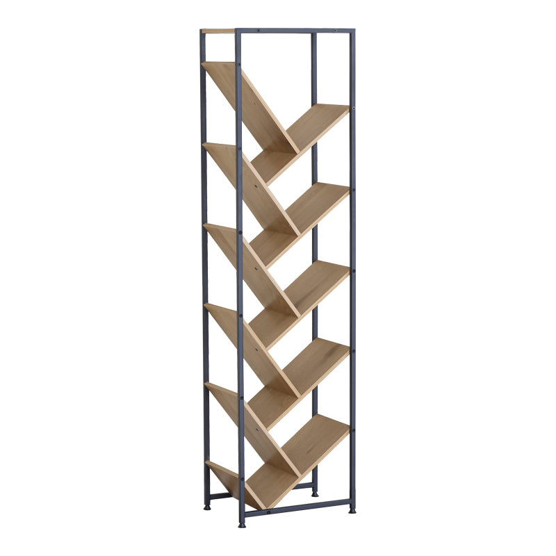 Orunta stejar-negru metal Bibliotecă, Wild Oak - Negru, 40x27x150 cm