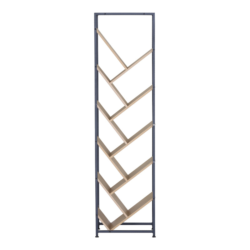 Orunta stejar-negru metal Bibliotecă, Wild Oak - Negru, 40x27x150 cm
