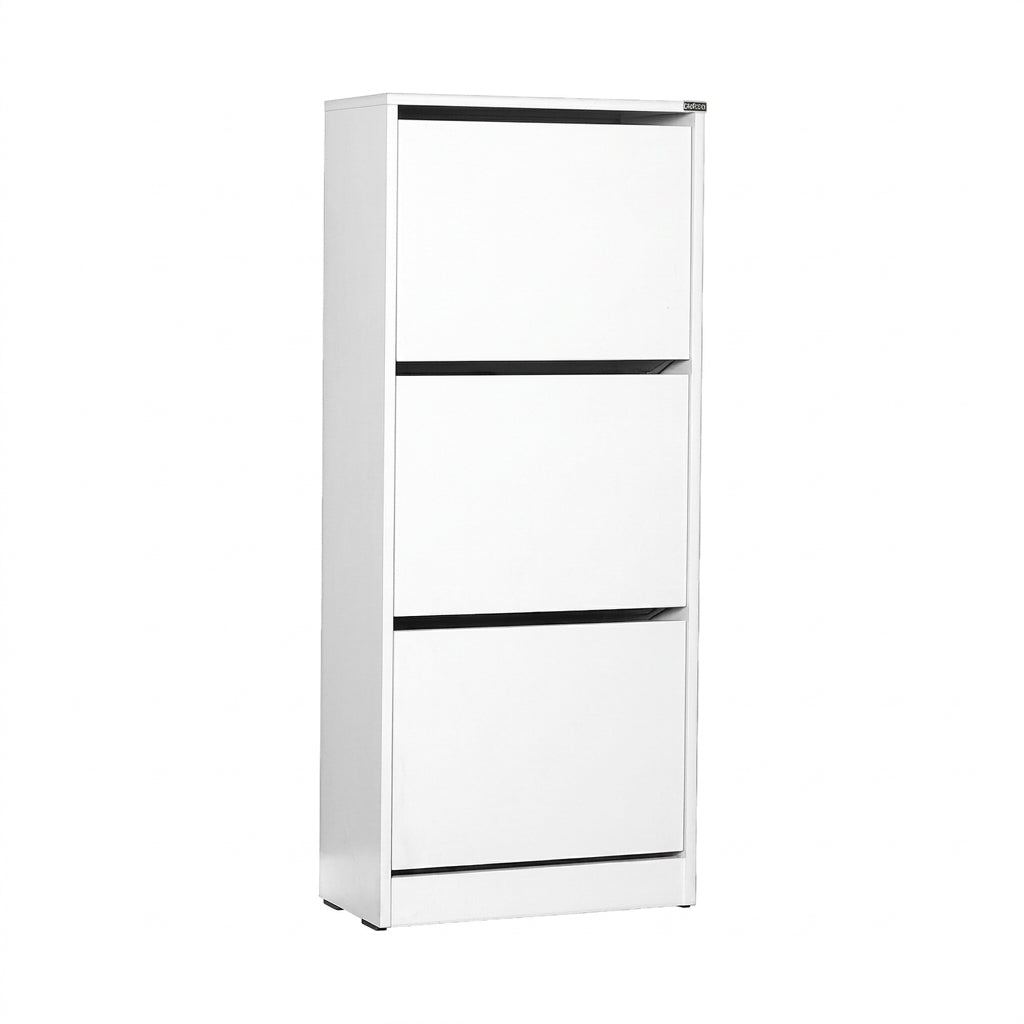 Pantofar Adore Compact Plus, 12 Perechi, 3 Compartimente, Alb - Stejar - Mov, 51x119x26 cm - Alb